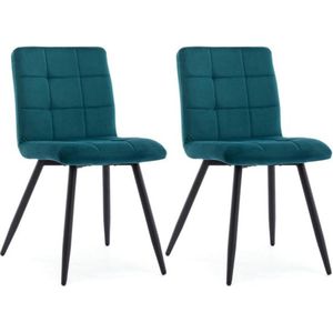 Gestoffeerde stoelen - Eetkamerstoelen - Stevige stalen poten - Comfortabele eetstoelen - Set van 2