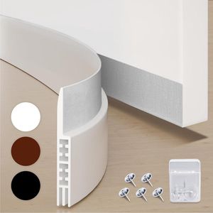 Tochtstopper DeurDiepgang Excluder - Zelfklevende Tochtstrip Tape voor Geluidsisolatie en Energiebesparing onderkant deur - Wordt geleverd met 5 pinnen voor versterking (1x Wit)