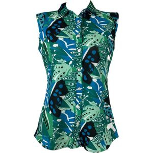 Angelle Milan – Travelkleding voor dames – Blauwe Mouwloze Blouse – Ademend – Kreukherstellend – Duurzame blouse - In 5 maten - Maat XL