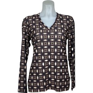 Angelle Milan – Travelkleding voor dames – Cappuchino Patroon blouse – Ademend – Kreukvrij – Duurzame Jurk - In 5 maten - Maat XL
