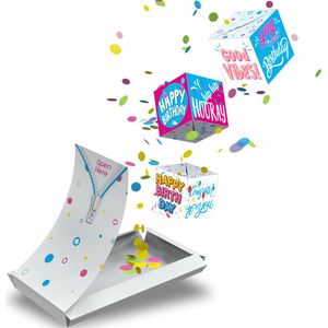 Boemby - Exploderende Confettikubus Wenskaart - TRIO - Explosion Box - Verjaardagskaart - kaart met Confetti - Happy Birthday - Confetti kaart - Unieke wenskaarten - #8