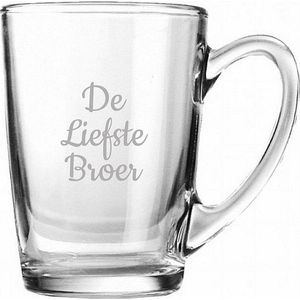 Gegraveerde Theeglas 32cl De Liefste Broer