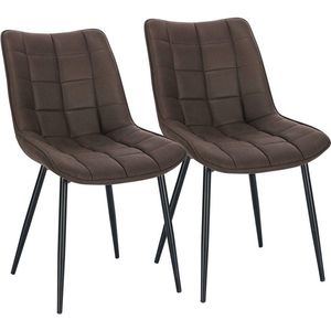 Rootz Elegante Eetkamerstoelenset - Moderne stoelen - Comfortabel zitten - Duurzaam, Ergonomisch Ontwerp, Vloerbescherming - Leathaire & Metaal - 46 cm x 40,5 cm x 85,5 cm
