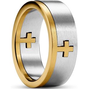 Unity | 8 mm Zilver- en Goudkleurige Ring met Kruis