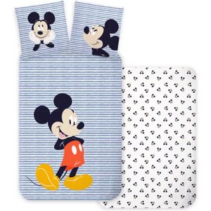 Mickey Mouse Peuterdekbedovertrek – Stripes – 100 X 135 Cm – Katoen