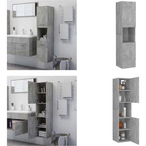 vidaXL Badkamerkast 30x30x130 cm spaanplaat betongrijs - Badkamerkast - Badkamerkasten - Kast - Kasten