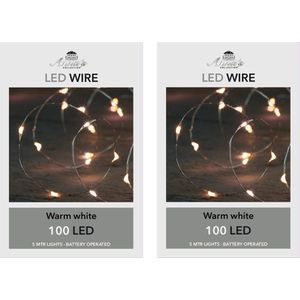 Set van 3x stuks draadverlichting lichtsnoer met 100 lampjes warm wit 500 cm - Lichtdraden/lichtsnoeren - kerstverlichting
