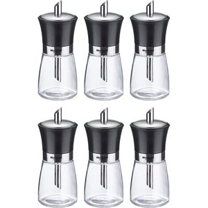 Suikerdoseerder, inhoud: 6 doseringen, inhoud: elk 190 ml, glas/roestvrij staal/kunststof, zwart, transparant/zwart/zilver