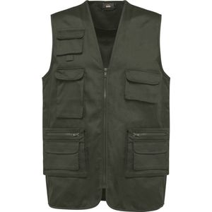 WK. Designed To Work Gevoerd unisex gilet in polykatoen met veel zakken WK609 - Dark Khaki - S