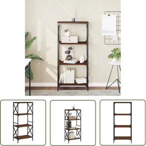 The Living Store Boekenkast 4-laags 59x35x132 cm bewerkt hout bruin eikenkleur - Boekenkast - Industrieel - Houten Boekenkast - Vintage Boekenkast - Bibliotheekkast