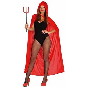 Halloween - Rode fluwelen cape met capuchon 130 cm