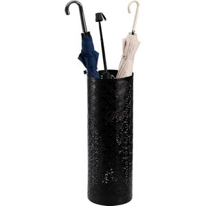 Metalen ronde paraplubak, vrijstaande paraplubak, stokken, wandelstokkenhouder voor entree, thuis, kantoor, zwart