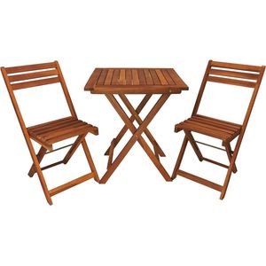 Bistroset, balkonset, acaciahout, inklapbaar, tafel met 2 stoelen, bruin