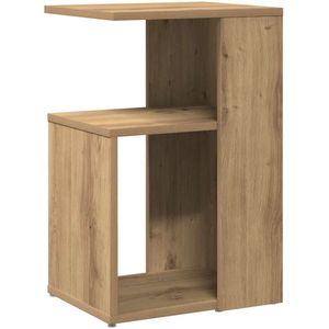 vidaXL - Bijzettafel - 36x30x56 - cm - bewerkt - hout - artisanaal - eikenkleurig