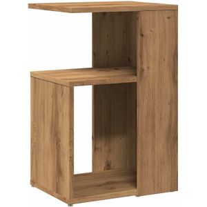 vidaXL - Bijzettafel - 36x30x56 - cm - bewerkt - hout - artisanaal - eikenkleurig