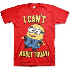Minions Heren Tshirt -L- I Can't Adult Today Rood