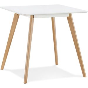 Alterego Kleine houten eettafel 'GENIUS' met witte afwerking - 80x80 cm