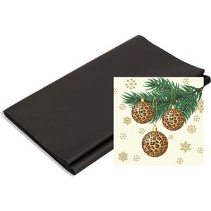 Kerst thema tafel set met luipaard print zwart