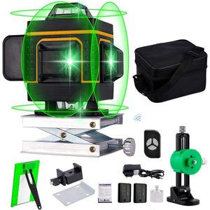 4x360° Groene Kruislaser Waterpas – Zelfnivellerende Lijnlaser met 16 Lijnen – 2x Oplaadbare Batterijen – Precisie Laserwaterpas voor Bouw & Interieur
