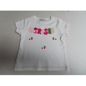 T shirt korte mouwen - Meisje - Wit - Kersjes - 12 maand 80