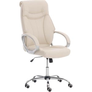 Bureaustoel - Bureaustoelen voor volwassenen - Design - In hoogte verstelbaar - Kunstleer - Crème - 64x65x128 cm