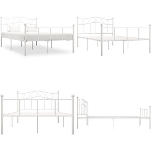 vidaXL Bedframe metaal wit 160x200 cm - Bedframe - Bedframes - Tweepersoonsbed - Tweepersoonsbedden