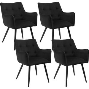 Rootz Velvet Eetkamerstoel Set van 4 - Elegante stoelen - Comfortabele zit - Schuim met hoge dichtheid - Stevig metalen frame - Ergonomisch ontwerp - 57 cm x 80 cm x 57 cm