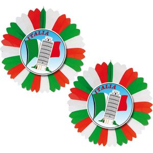 Set van 2x stuks feestversieringen - Decoratie waaier thema vlag Italie van 60 cm van papier