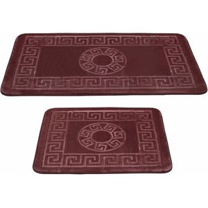 HOMELUX Badmat - Badkamer tapijt - Antislip - 2-delig - Badmatset- Water-absorberende badmat - 60 x 100 + 60 x 50 cm - Rood design