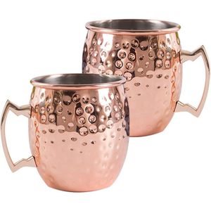 Ritte Moscow Mule Moscow Mule Mok, koperen beker, grote capaciteit, 530 ml, koperen beker voor beer, partybekers, koperen bekers, (set van 2)