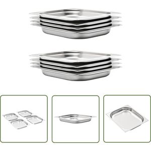 The Living Store Stapelbare Gastronormbakken - GN 1/2 325x265x40 mm - Roestvrij staal