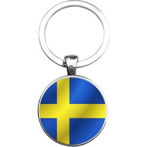 Sleutelhanger Glas - Vlag Zweden