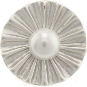 Behave Dames ring verstelbaar rond zilver-kleur met parel wit