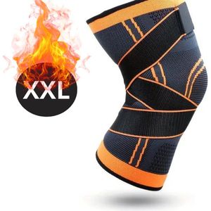 Nivard Kniebrace - Sportbrace Knie - Knee Sleeves - Knee Sleeves Powerlifting - Compressie Knie Brace - Knee Wraps - Knee Support - Dames - Heren - Comfortabel - Oranje - Maat XXL