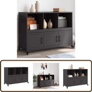 vidaXL Dressoir - Staal - 100,5x39x72 cm - Zwart Dressoir - Staaldraad - Zwarte Meubels - Salontafel - Tv Meubel