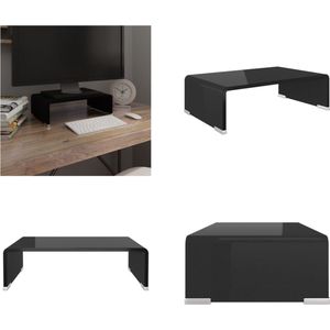 vidaXL Tv-meubel/monitorverhoger zwart 40x25x11 cm glas - Tv-kast - Tv-kasten - Tv-standaard - Tv-standaarden