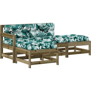 vidaXL 4-delige Loungeset met kussens hout Loungeset - Tuinset - Buitendrank - Lounge Bank - Teak