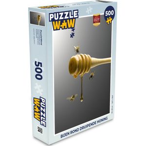 Puzzel Bijen rond druipende honing - Legpuzzel - Puzzel 500 stukjes