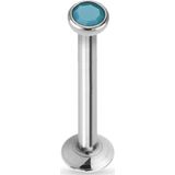 Flat Top Opal Labret Blauw 8 mm