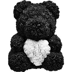 Luxe Rozenbeer - Zwart - 40 CM - Rose Bear - Rose Teddy - Valentijn - Moederdag - Rozen Teddy Beer