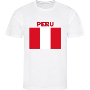 Peru - T-shirt Wit - Voetbalshirt - Maat: 122/128 (S) - 7 - 8 jaar - Landen shirts
