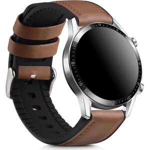 kwmobile horlogeband geschikt voor Huawei Huawei Watch GT / GT2 / GT3 (46mm) -Armband voor fitnesstracker van leer in bruin / zwart