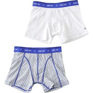 Little Label - Jongens boxershorts (2-pack) - kobalt blue argyle & uni bright white