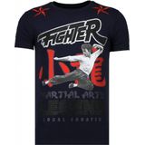 Fighter - Bruce Lee T-shirt Rhinestones - Navy