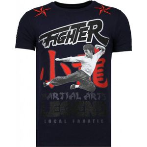 Fighter - Bruce Lee T-shirt Rhinestones - Navy