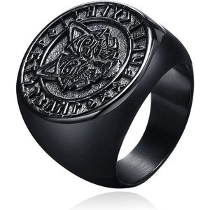 Mendes Nordic Ring - Runic Wolf Black-18mm