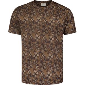 No Excess Mannen T-Shirt Met Bloemenprint Voor Stijlvolle Casual Looks Khaki XXXL