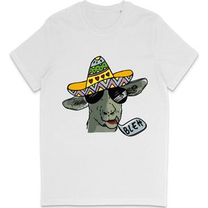 Grappig T Shirt Heren - T Shirt Dames - Cartoon Geit - Wit - XL