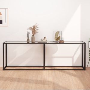 The Living Store Wandtafel 220x35x75,5 cm gehard glas transparant - Wandtafel - Consoletafel - Bijzettafel - Glazen Tafeltje - Modern Design
