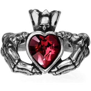 Alchemy Gothic Ring CLADDAGH BY NIGHT Zilverkleurig/Rood